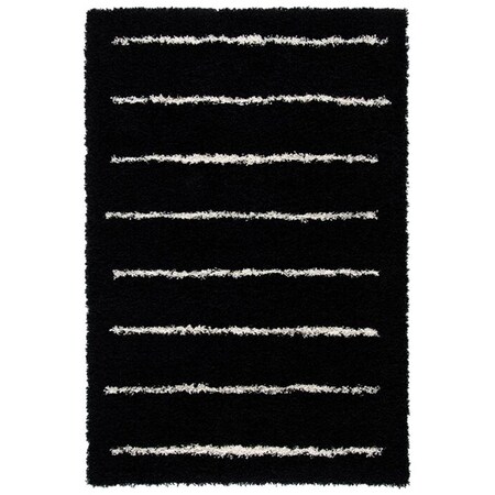Safavieh 8 x 10 ft. Venus Shag 604Z Power Loomed Rectangle Area Rug; Black & Ivory VNS604Z-8